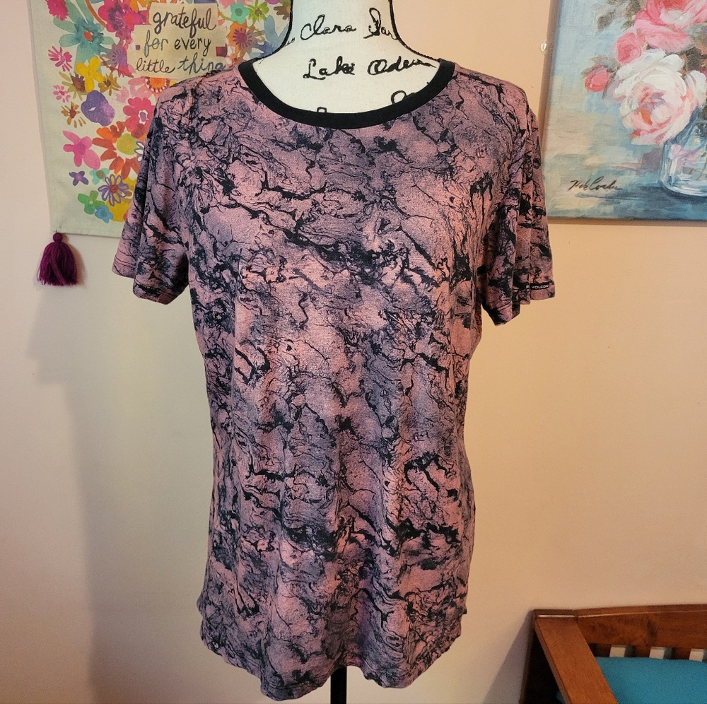 Volcom Skate Marble Print Pink and Black Women's Top, Skater, EUC, Medium
